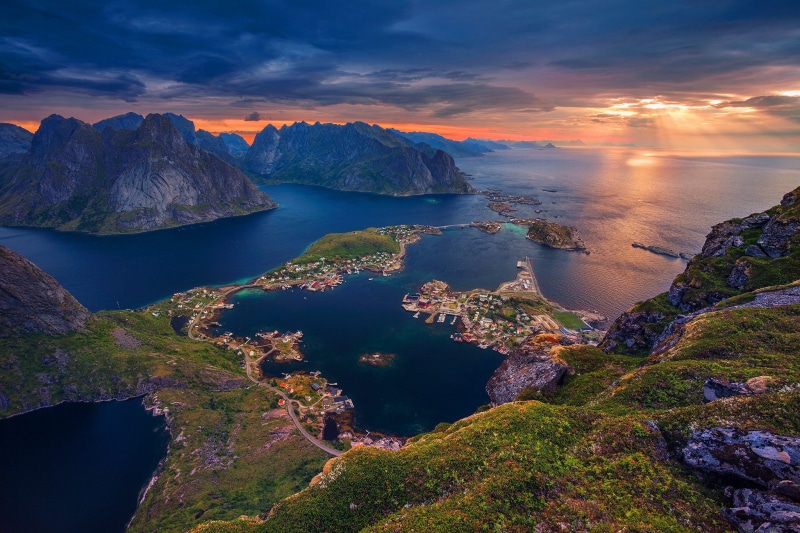 Norway, islands, landscape, non-urban scene, travel destinations, mountain, sky, scenics - nature, sea, cloud - sky, nature, environment, body