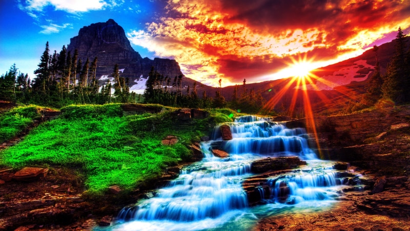 lenovo, Waterfall, anime, 1080P, waterfall  hd, 1920x1080