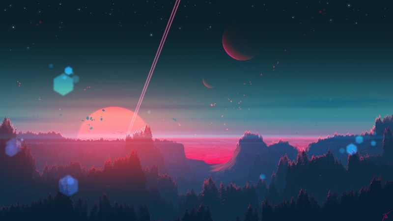 JoeyJazz, nature, dystopian, landscape, 2K, fantasy art, sky, digital painting, space art, planet