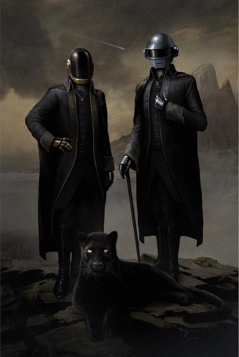 one animal, portrait, looking at camera, 720P, Daft Punk, starboy, pets, people, studio shot, movie, cat, feline, mammal, illustration, painting, black color