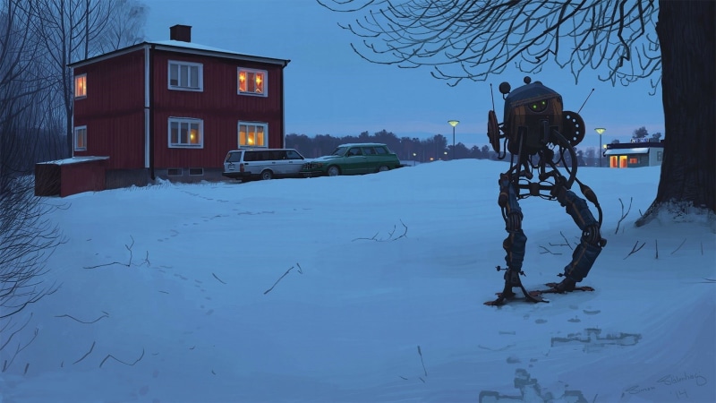 frozen, science fiction, extreme weather, character, beauty in nature, sky, black, building exterior, illuminated, no people, movie, built structure, snow