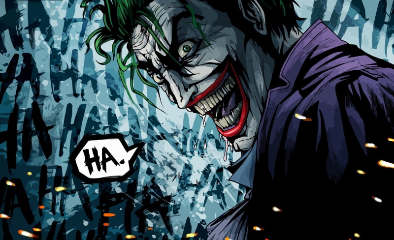 the joker comic, real people, joker, the joker, art and craft, mural, creativity, wall - building feature, 1080P, one person, Movies, architecture, comic art