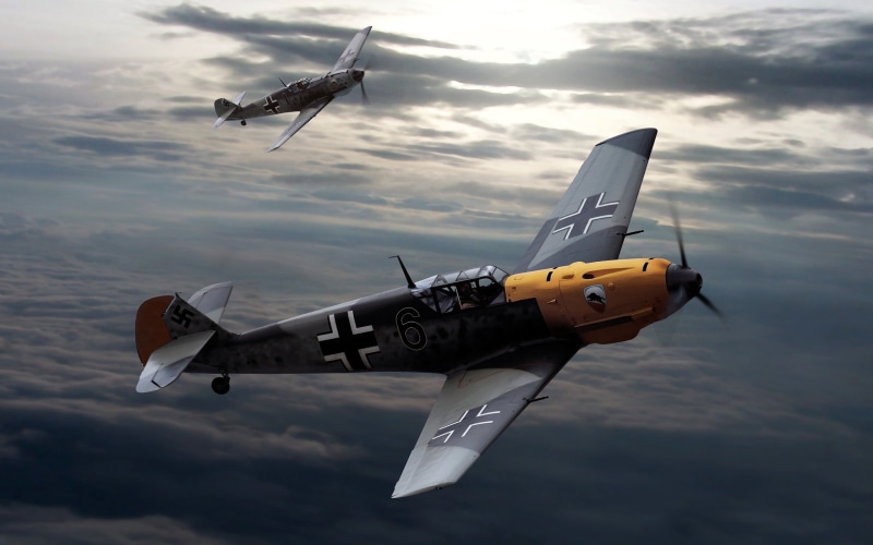 2K, army, on the move, aerospace industry, mid-air, military, military airplane, air force, motion, artwork, cloud - sky, fighter plane, Messerschmitt
