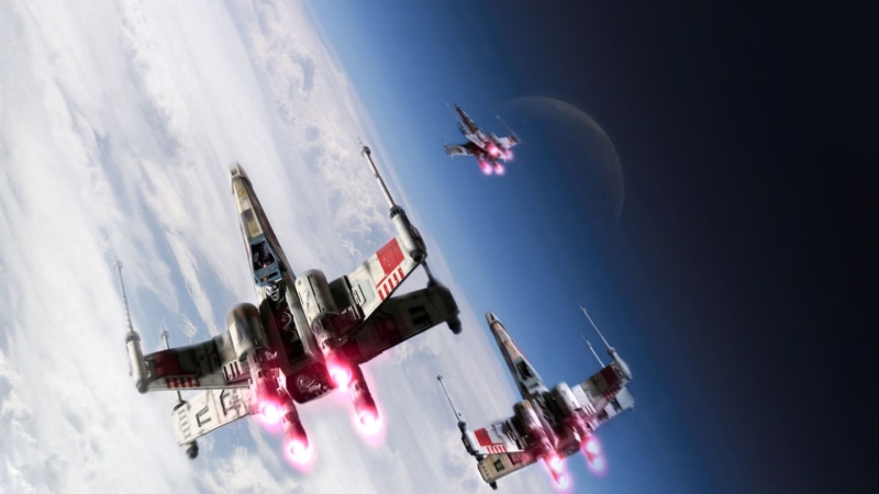 wars, flying, transportation, star, three, day, Star Wars, motion, blue, mid-air, wing, x, low angle view, air vehicle, nature, no people, planet earth
