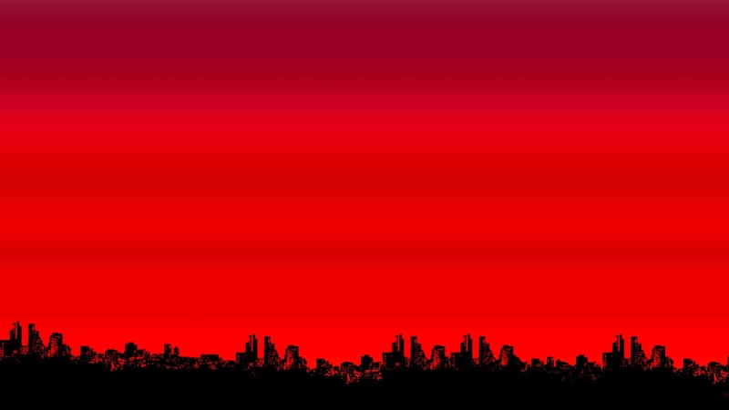 minimalism, red color, 1080P, red, art, buildings, background, black, color, simple, simple background