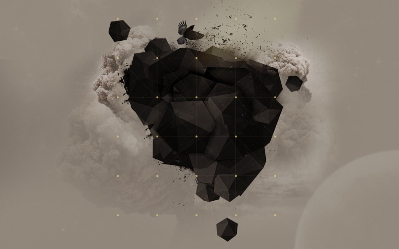 three Dimensional, computer Graphic, shape, black, damaged, science, concepts, design Element, nature, minimalism, impact, indoors, crushed, futuristic