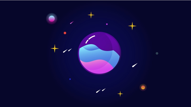 computer icon, sky, minimalism, geometric shape, moon, 2K, dark, vector, black color, technology, simple background, space, circle, planet - space, star - space
