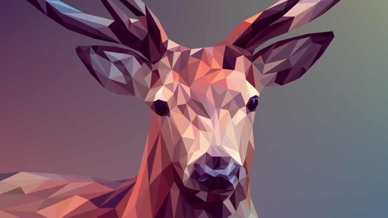 low poly, 5k uhd, digital art, 5K, deer, artwork, polygon, abstract art, low-poly art, polygon art, low poly art