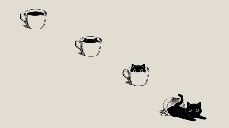 coffee, cat, Cup Coffe, black cats, black, coffee - drink, mug, minimalism, food and drink, no people, 1080P, simple background, indoors, hot drink, glass