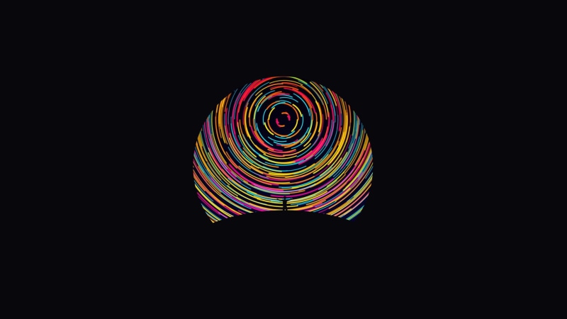 pattern, black background, night, light, minimalism, illustration, lighting equipment, dark, colorful, low angle view, copy space, geometric shape, circle