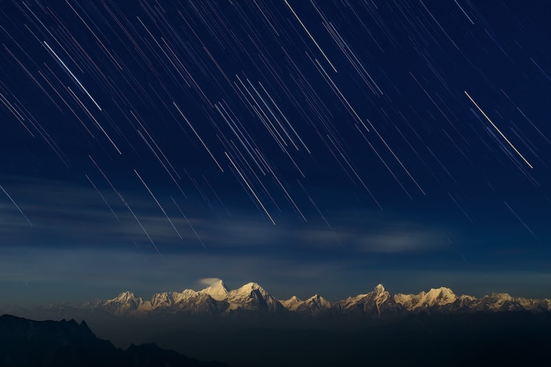 galaxy, winter, landscape, tranquility, beauty in nature, nature, shower, moonlight, night, mountain, photography, Himalayas, starry night, astronomy, stars
