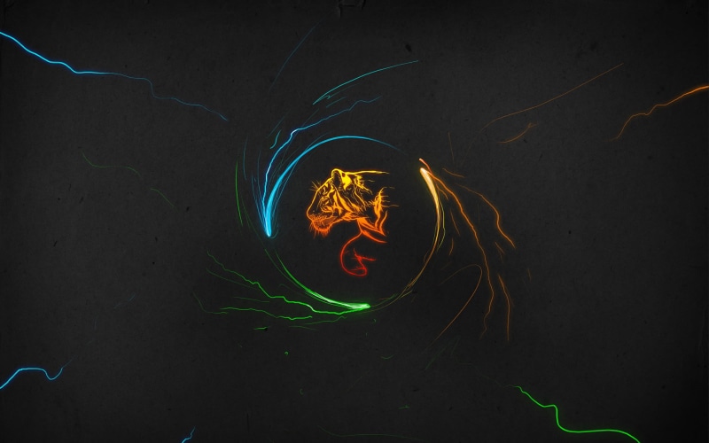 swimming, illustration, invertebrate, tiger, black background, dark, marine, colorful, night, lines, animal wildlife, animal, undersea, animals in the wild