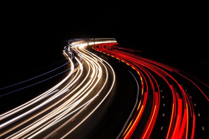 curve, transportation, traffic, light - natural phenomenon, lighting equipment, car, glowing, light, blurred motion, multiple lane highway, highway, long exposure