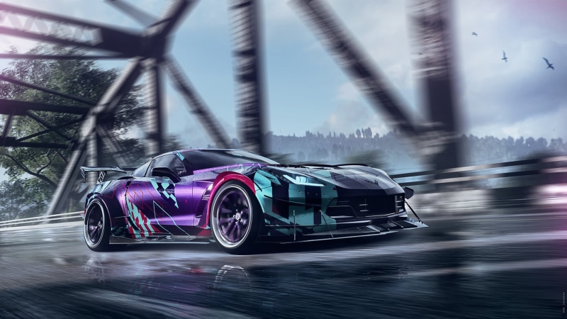Need for Speed, Corvette, Game, Chevrolet Corvette C7, Heat, Chevrolet, Tuning, Machine, Need for Speed: Heat, 1080P, NFS, by Mikhail Sharov, Game Art