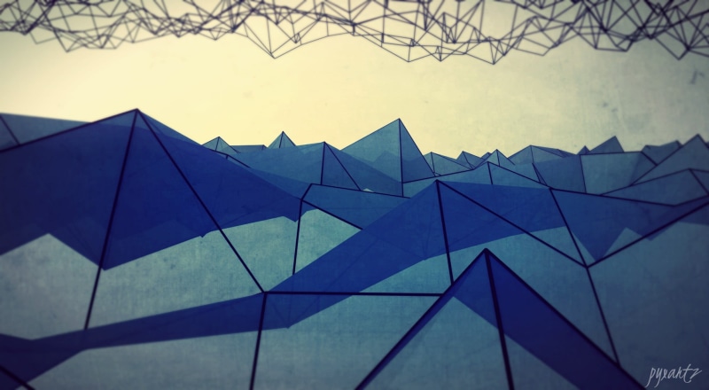 backgrounds, no people, abstract, digital art, outdoors, close-up, built structure, triangle, blue, shape, sky, 1080P, geometric, glass - material, triangle shape