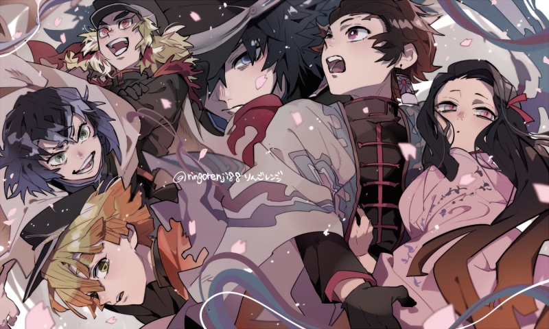 Nezuko Kamado, Anime, Giyuu Tomioka, Tanjirou Kamado, Demon Slayer: Kimetsu no Yaiba, Kyojuro Rengoku, 1080P, Muichiro Tokito, Inosuke Hashibira, Zenitsu