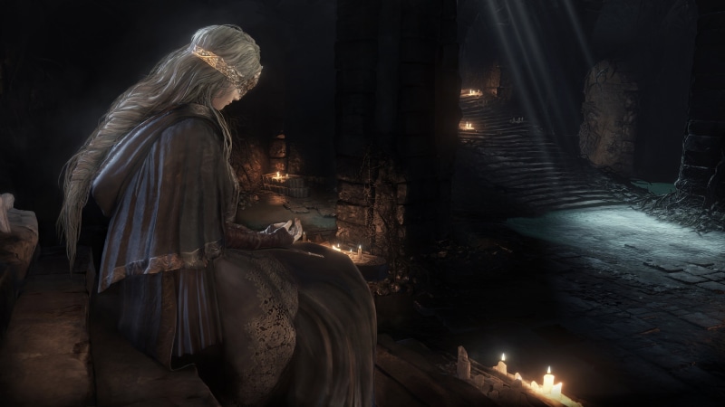 illuminated, lifestyles, fire keeper, adult, woman, real people, sword, nature, Gothic, architecture, fictional, hairstyle, 4K, hair, fire