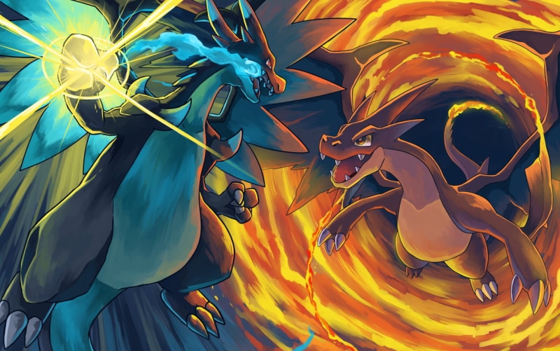 curve, orange color, Charizard, design, art, shape, Pattern, multi Colored, space, fantasy, close-up, plant, abstract, Pokémon, painted Image