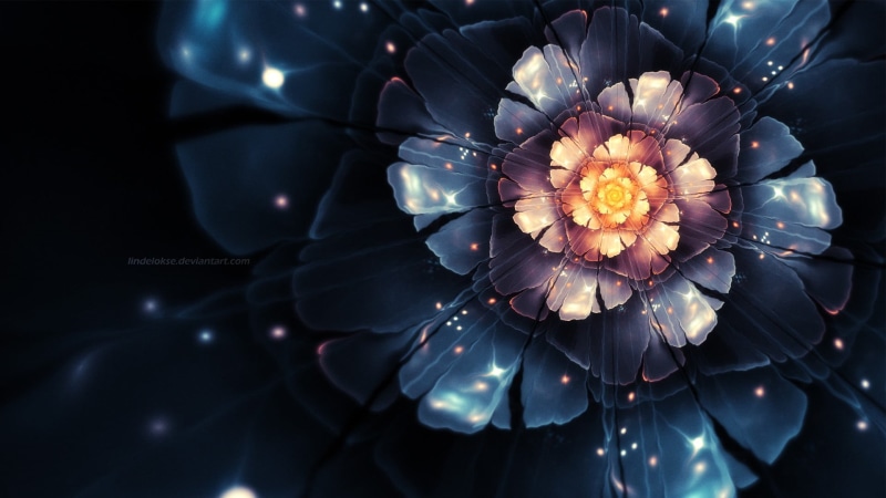 1080P, petal, fragility, abstract, illustration, shiny, decoration, pollen, digital art, lighting equipment, blue, vulnerability, close-up