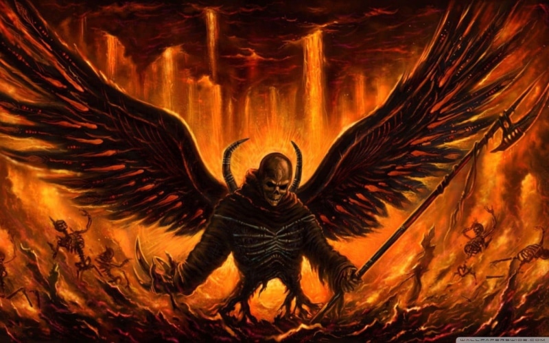 Satan, Lucifer, nature, 720P, creativity, human representation, burning, graphic, representation, celebration, fire, demon, surrounded, angel, winged