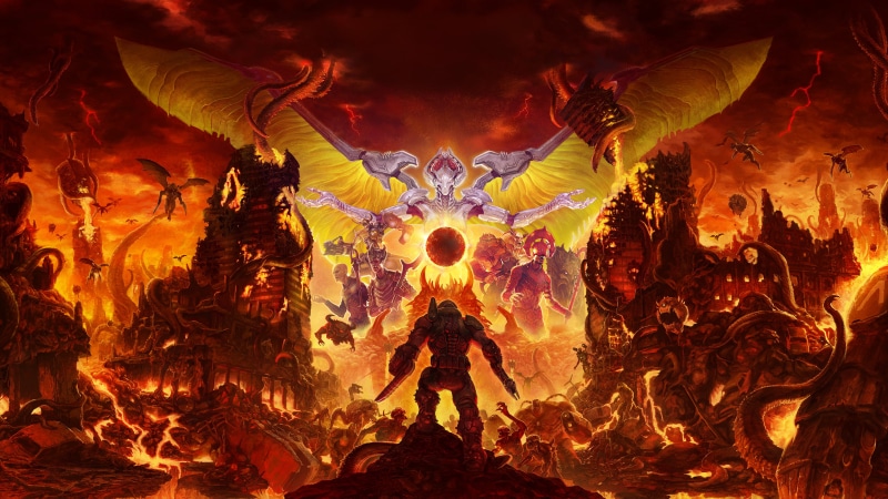 artwork, video games, hell, DOOM Eternal, Doom (game), Id Software, Bethesda Softworks, demon, 4K