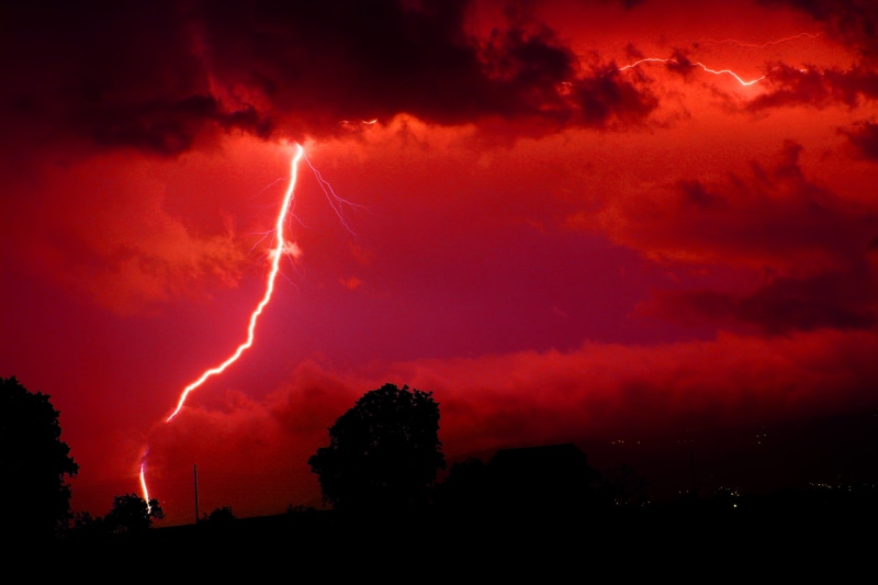 energy, current, ominous, vitality, purple, strike, beauty in nature, red, thunderstorm, nature, cloud - sky, illuminated, storm, silhouette, communication
