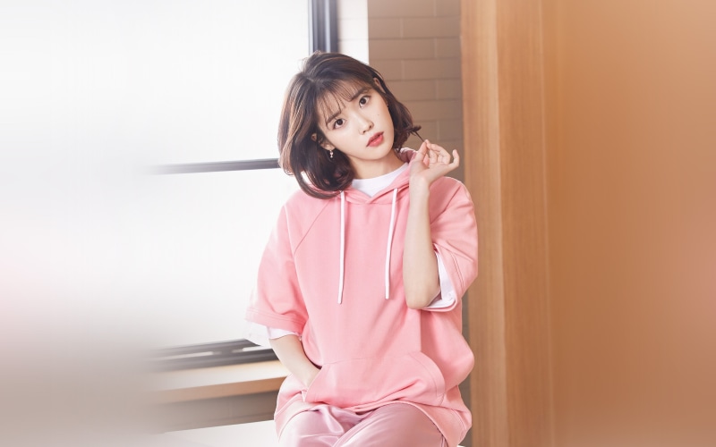 pink, innocence, three quarter length, singer, front view, standing, kpop, sitting, clothing, hairstyle, asian, iu, pink color, females, music, looking at camera