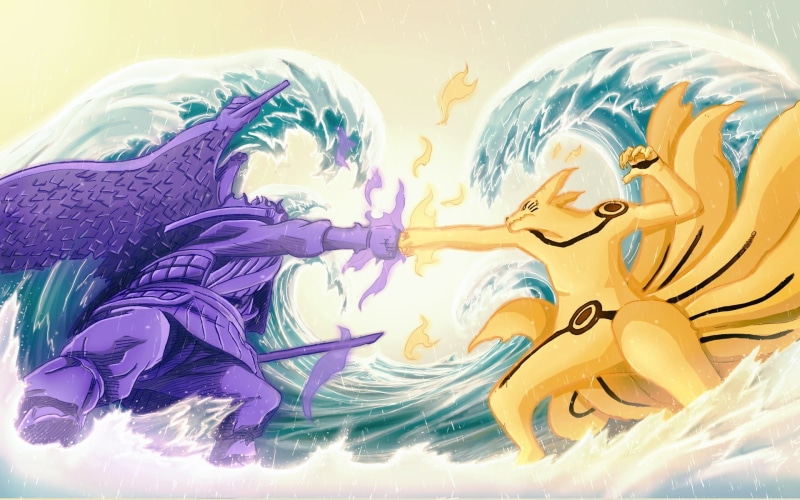 ink, drawing - Art Product, sea, jutsu, illustration, chakra, 1080P, fantasy, Uchiha Sasuke, combat, close-up, computer Graphic, 4th ninja war, purple