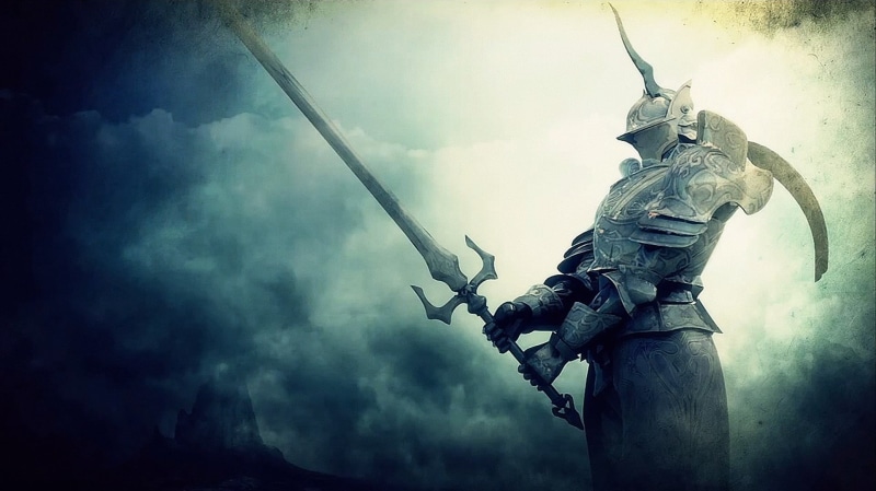Demons Souls, architecture, sculpture, creativity, knight, outdoors, day, video games, sky, holding, art and craft, 1080P, artwork, cloud - sky, history