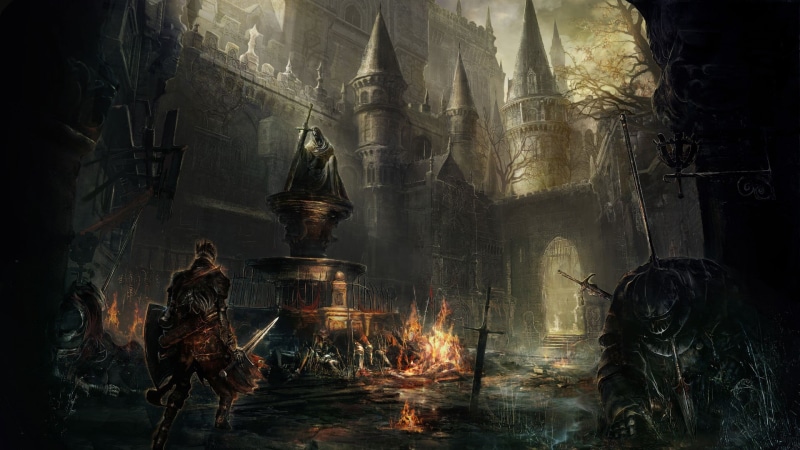 castle, Dark Souls III, midevil, fire, religion, game, dark, flame, application, Dark Souls, indoors, landscape, heat - temperature, fire - natural phenomenon