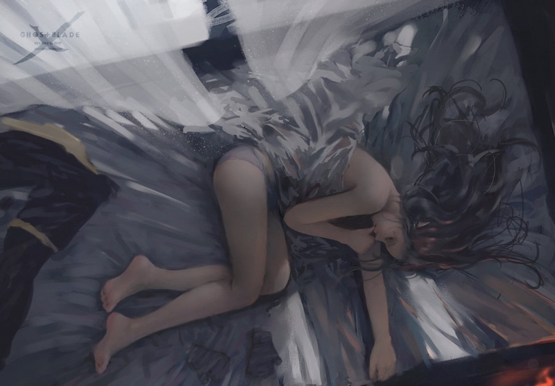 bed, young women, swimming pool, indoors, real people, beautiful woman, human body part, adult, beauty, leisure activity, clothing, Ghost Blade, women