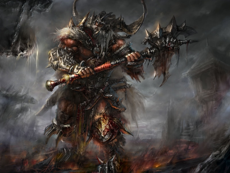 sword, Diablo, large group of animals, digital art, holding, outdoors, animal, close-up, plant, video games, tree, digital, group of animals, cloud - sky