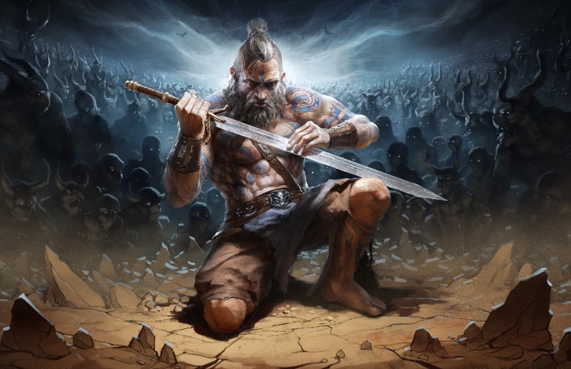 artist, adult, males, 5K, diablo 3, violinist, barbarian, man, holding, musician, aggression, young adult, nature, darkness, Diablo 3: Reaper of Souls