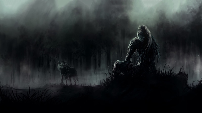 grass, silhouette, females, evil, sullen, halloween, plant, mystery, tree, backgrounds, sunset, adult, poster, horror, forest, spooky, video games, sky