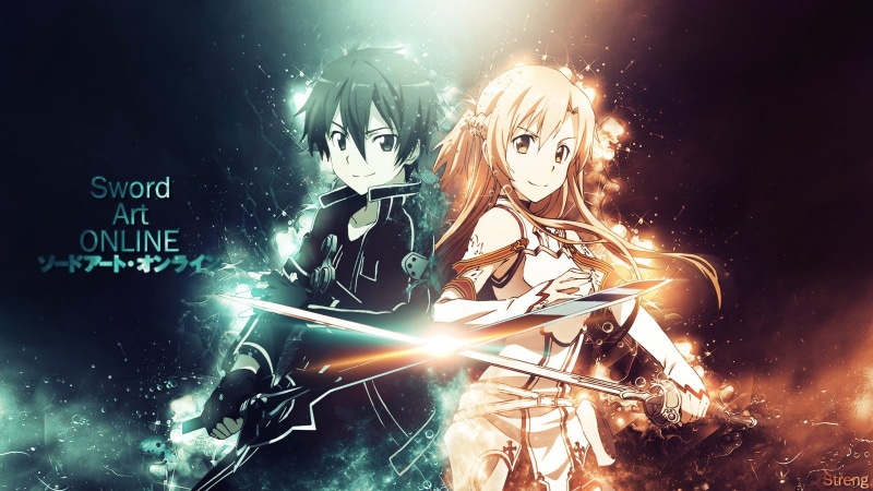 one person, futuristic, star - space, technology, illuminated, Sword Art Online, anime girls, Kirigaya Kazuto, video games, nature, sparks, asuna, art and craft