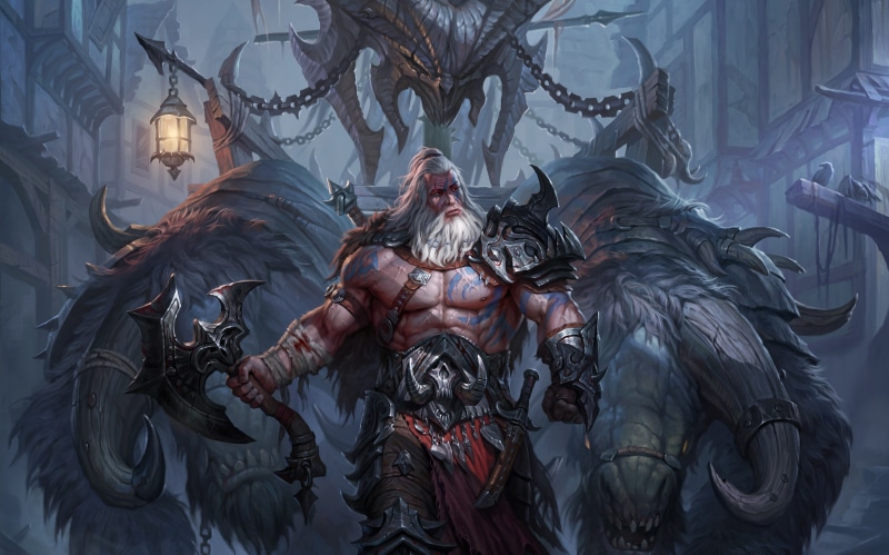 Diablo III: Reaper of Souls, Axe, Barbarian, Reaper of Souls, Fan Art, Diablos Head, Diablo 3, Mighty Barbarian, Video Game, Art, Blizzard Entertainment