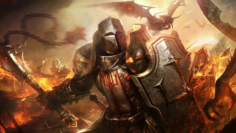 craft, flame, fantasy art, glowing, shield, mace, glass - material, indoors, creativity, metal, knight, large group of objects, male likeness, fire - Natural Phenomenon