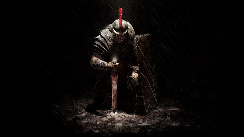 cultures, art and craft, Ryse: Son of Rome, old, creativity, nature, rain, fire - Natural Phenomenon, digital composite, kneeling, black background, close-up