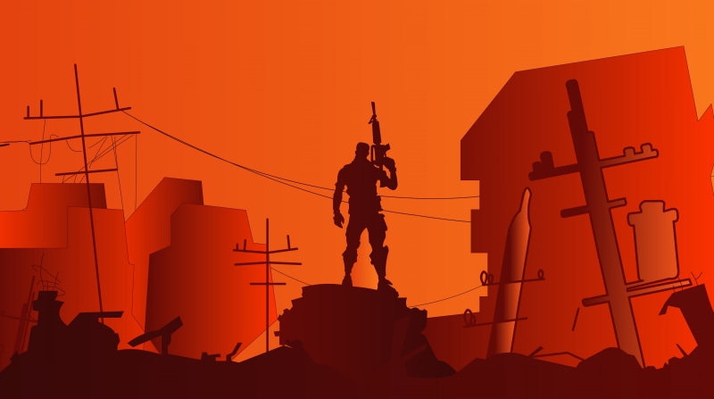 nature, Games, building exterior, sunset, men, fortnite, occupation, holding, Other Games, one person, videogame, silhouette, working, human representation
