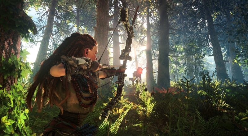 growth, leisure activity, tree, Horizon, lifestyles, Games, Other Games, plant, 1080P, real people, three quarter length, Aloy, hunting, hairstyle, trunk