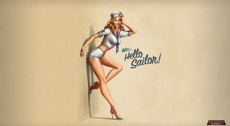 shoe, sailor, midway, pin-up style, battlestation midway, style, human limb, pin, body part, women, beauty, wifi, Games, young women, studio shot, Other Games