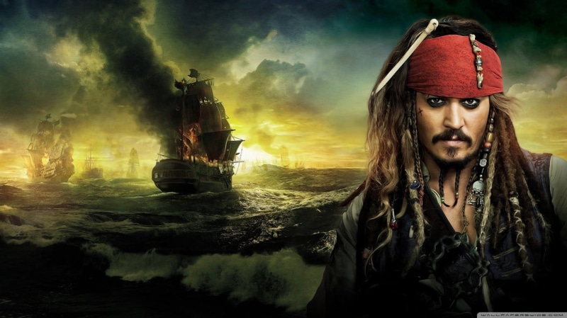 beards, looking at camera, depp, mode of transportation, 720P, front view, sea, nautical vessel, johnny, Johnny Depp, real people, scarf, portrait, cloud - sky