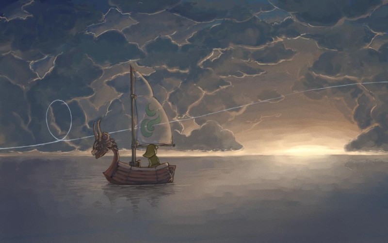 backgrounds, scenics - nature, cloud - Sky, transportation, day, pirate, no people, The Legend of Zelda: Wind Waker, blue, water, beauty in nature, 720P