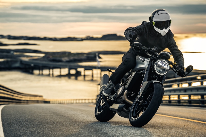 street, transportation, crash helmet, city, headwear, focus on foreground, 2018 Bikes, leisure activity, outdoors, nature, real people, Husqvarna Vitpilen 701