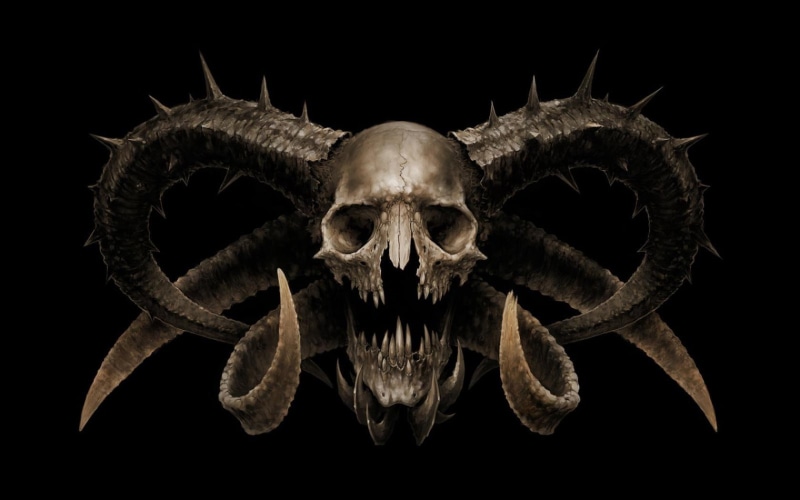 body part, horns, close-up, creature, death, animal skeleton, indoors, digital art, animal body part, animal skull, bone, animal, horror, spooky, skull