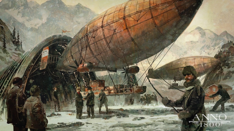 1080P, Ubisoft, 1800s, Arctic, artwork, concept art, airships, Anno 1800, digital art
