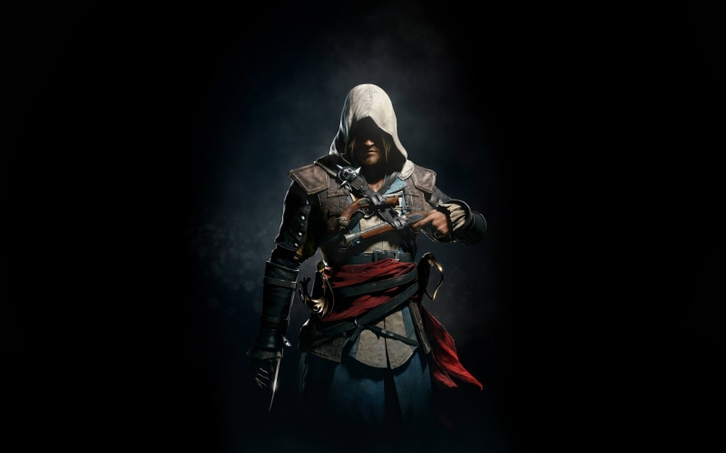video games, Assassins Creed: Black Flag, standing, smoke - physical structure, activity, music, portrait, adult, assassin, three quarter length, obscured face