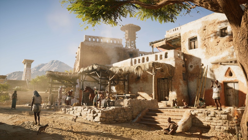 travel, concrete, architecture, Assassins Creed: Origins, sunlight, tourism, white, 1080P, plant, ancient civilization, men, built structure, history