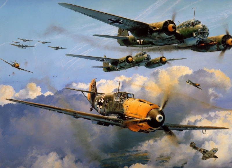 flying, military aircraft, transportation, on the move, Luftwaffe, airplane, World War II, 2K, aircraft, mode of transportation, air vehicle, Germany