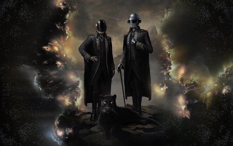 panthers, human representation, nature, statue, representation, low angle view, architecture, helmet, suits, accidents and disasters, DJ, cloud - sky, Daft Punk